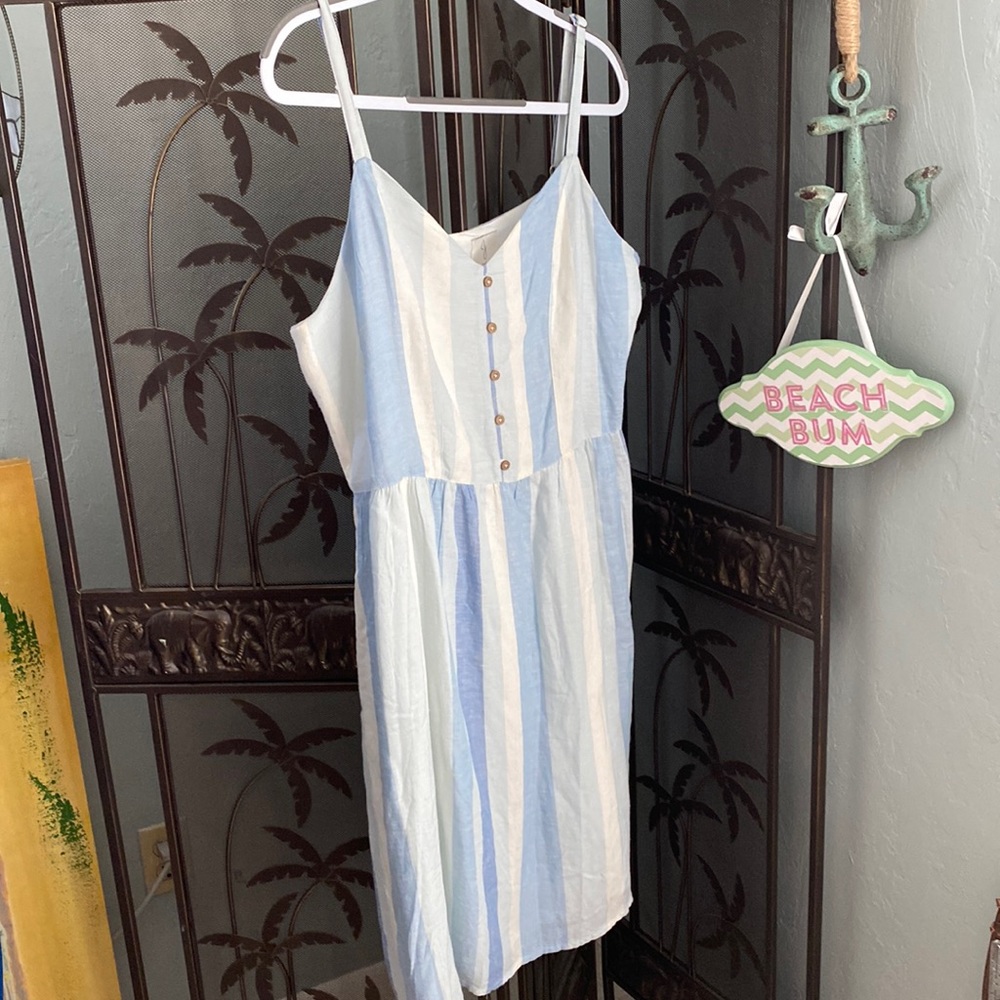 Blue vertical stripe sundress sz 12